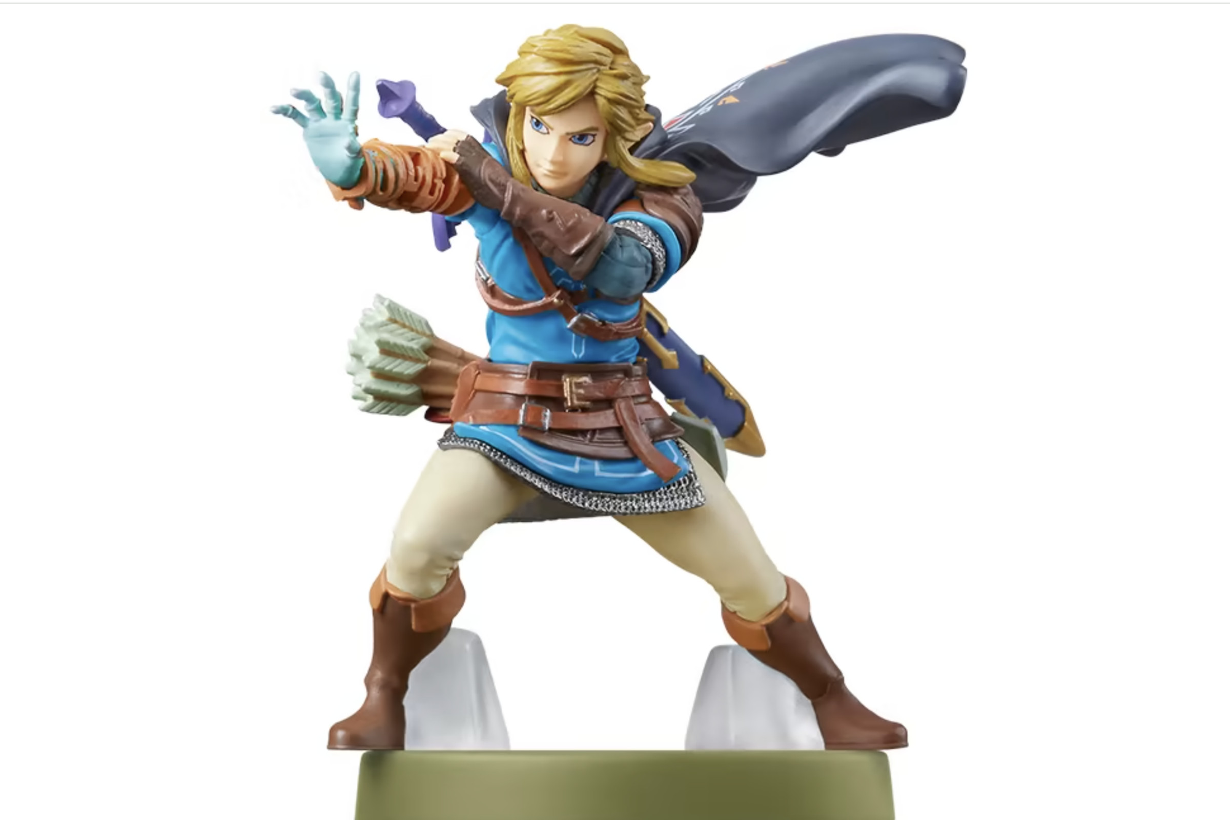 Link amiibo from The Legend of Zelda with his arm outstretched.