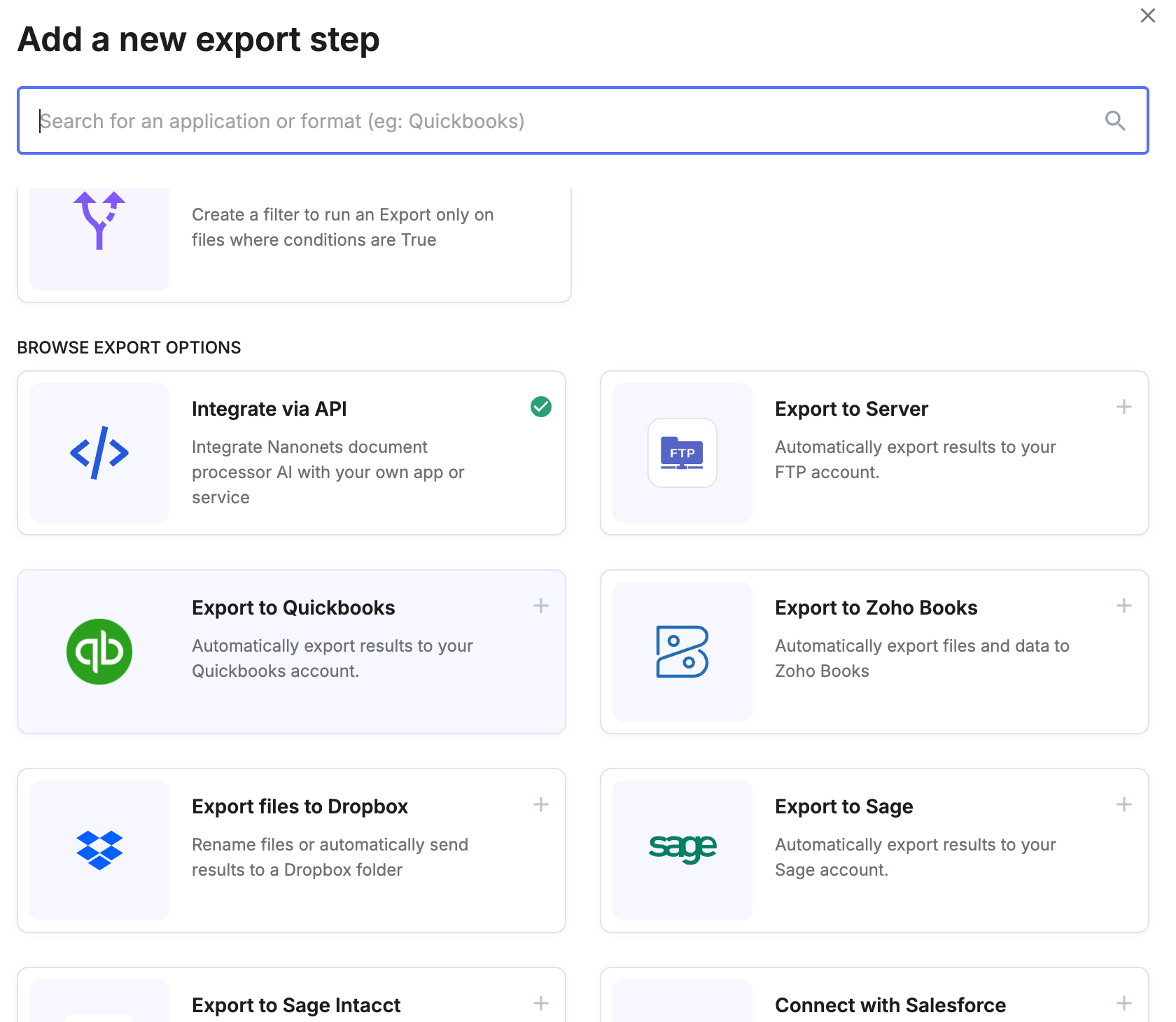 Export bank statement to different systems using Nanonets integration