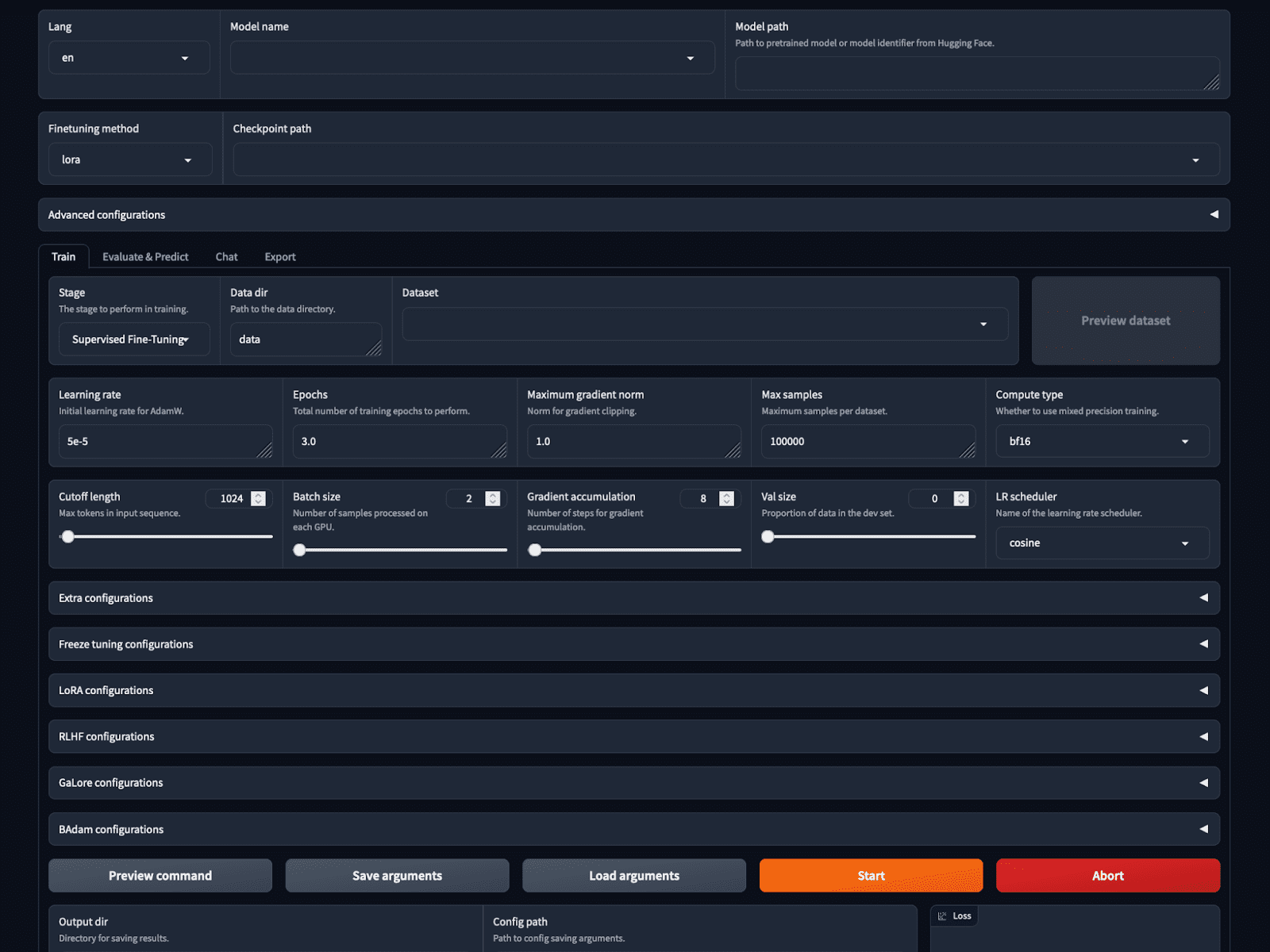 Screenshot of the LlamaBoard web interface