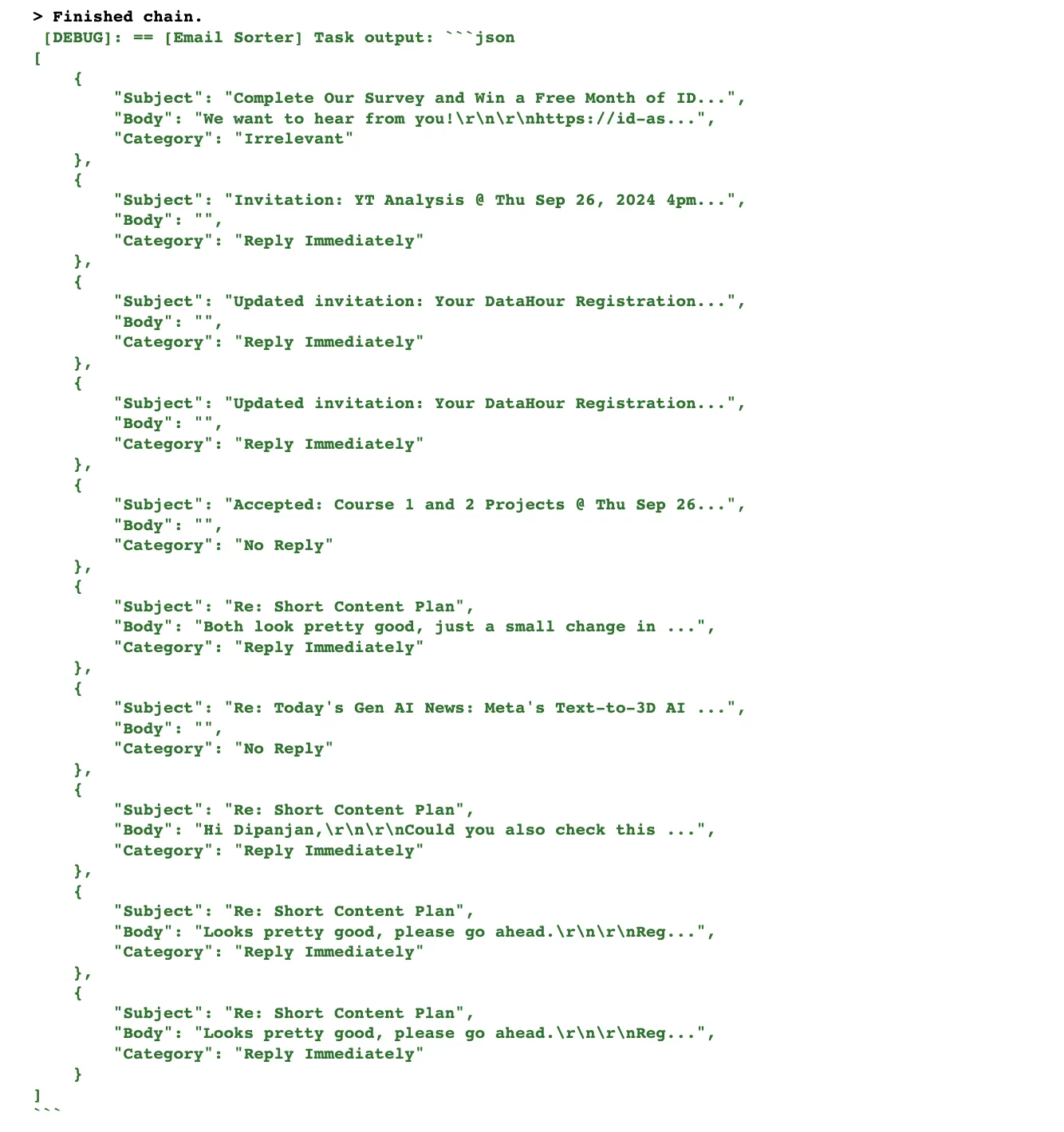 Python Code for Sorting and Labelling Emails Using crewAI