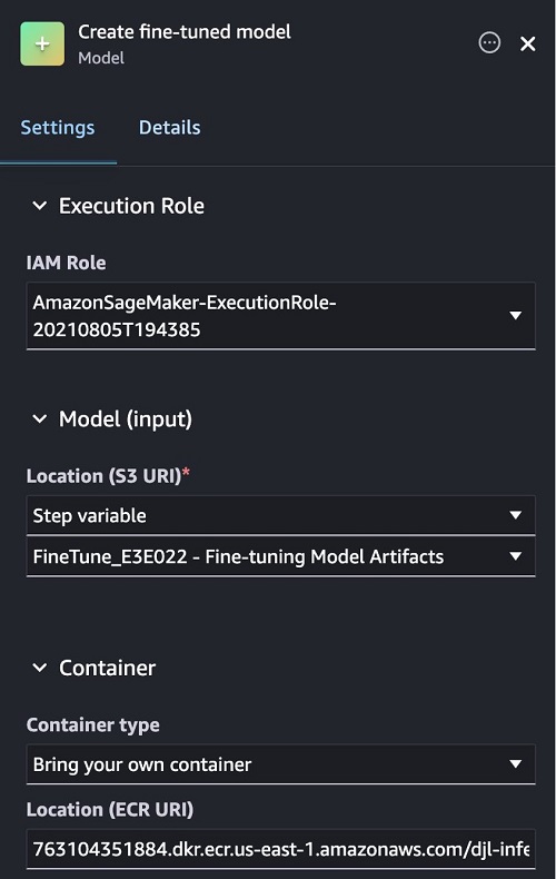 SageMaker Pipelines create fine-tuned model