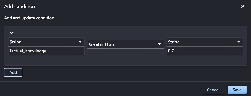 SageMaker Pipelines condition for evaluating factual knowledge