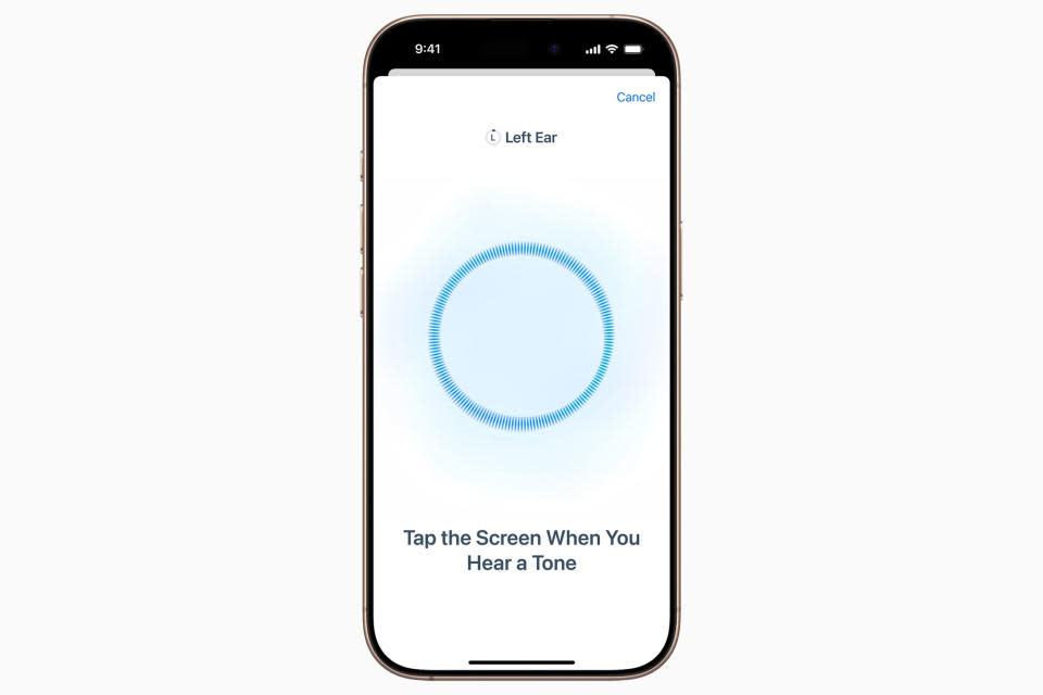 Apple hearing test screen