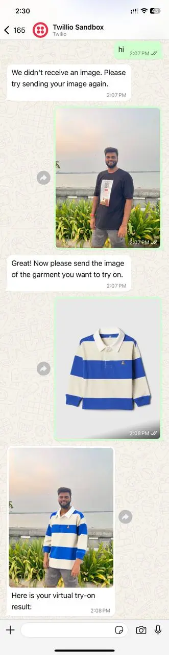 Whatsapp Image: Virtual Try-On Chatbot