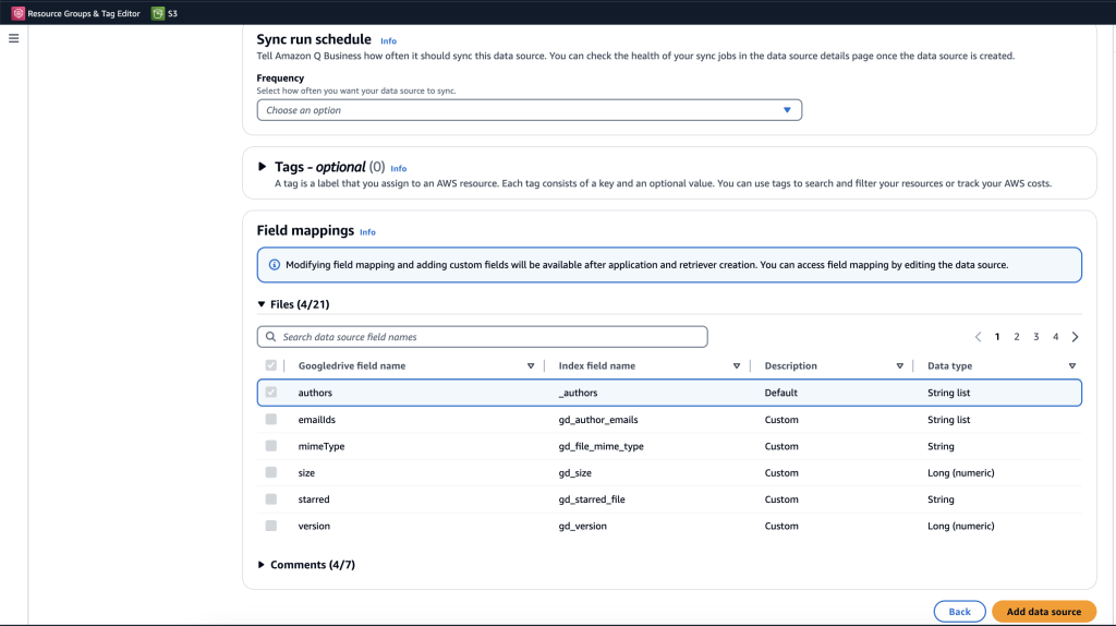 Specify Sync Schedule and Add Data Source