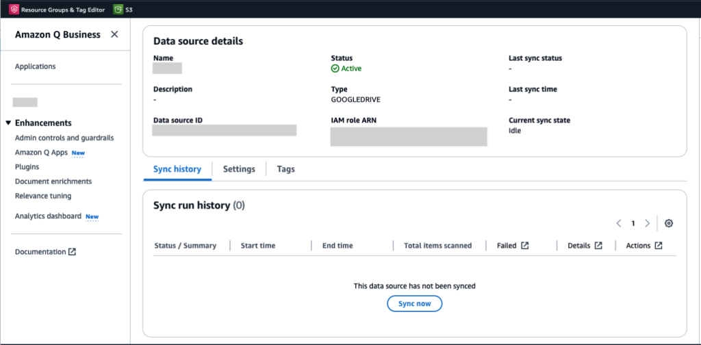 Run On-Demand Sync of Google Drive Data Source