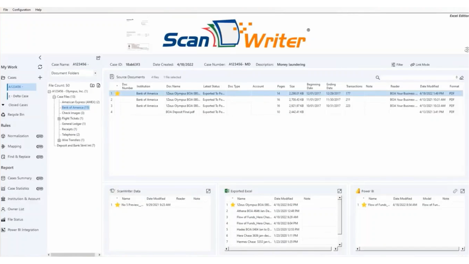 Scan Writer document capture screen