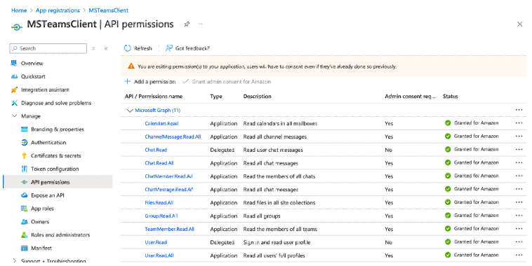 Confirm the permissions