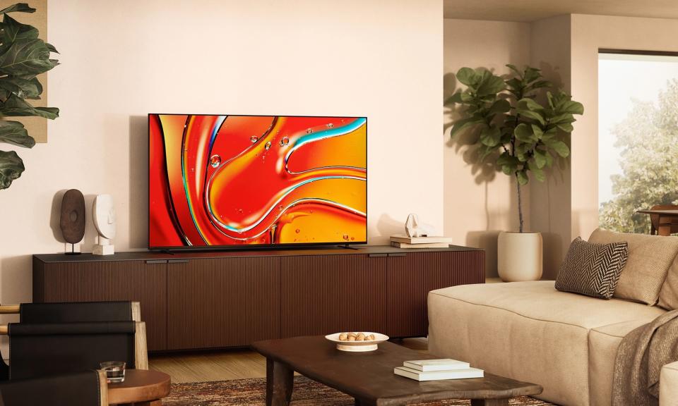 The Sony Bravia 7 QLED television installed in a living room.