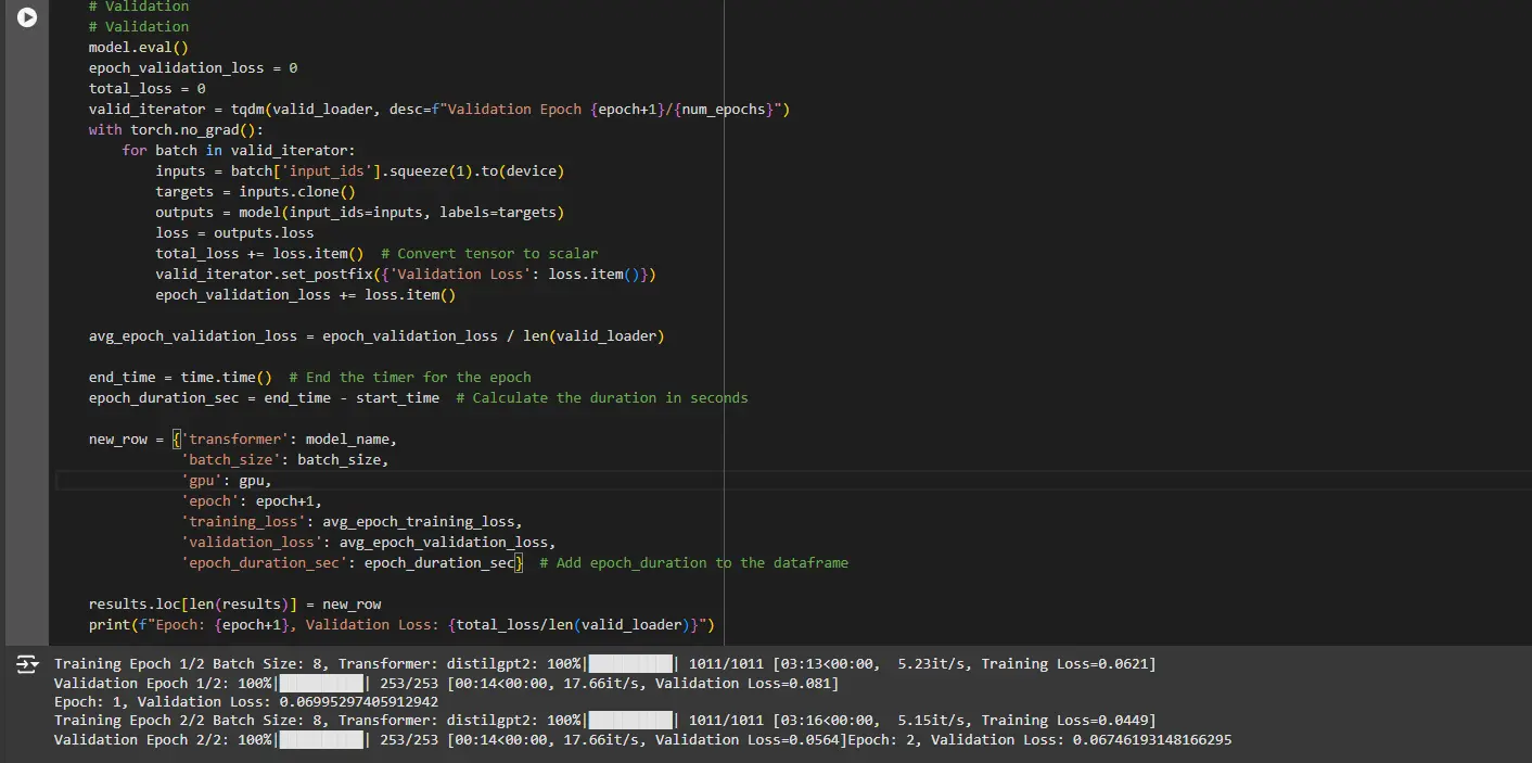 Training and Validation Loop: Fine-Tuning DistilGPT-2 for Medical Queries