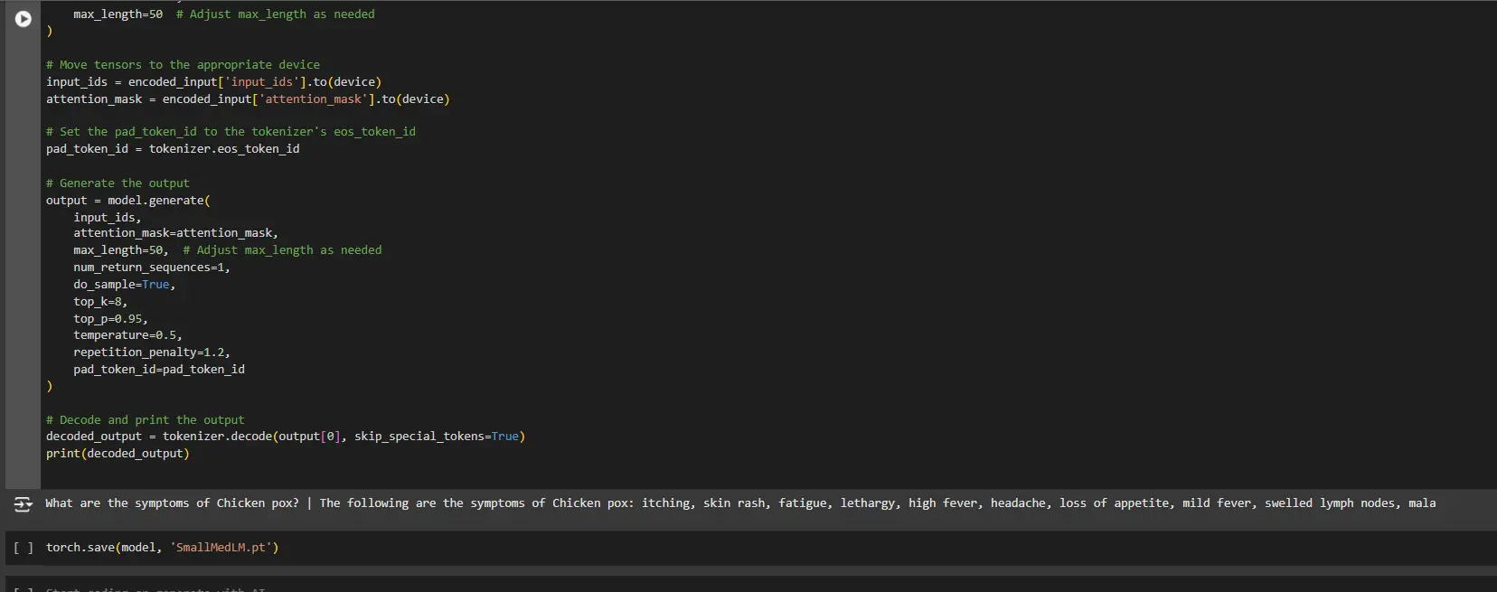 Post-Fine Tuning output of the Query