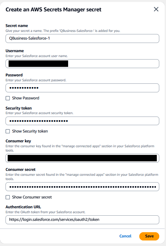 Create a secret in AWS secrets manager