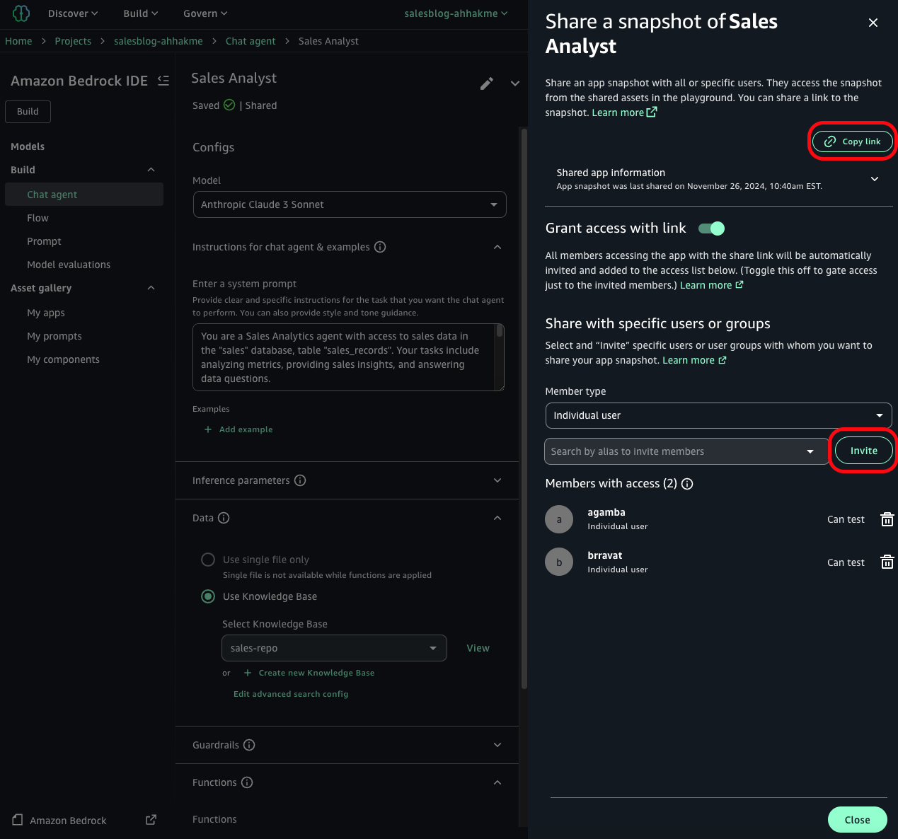 Application sharing view 