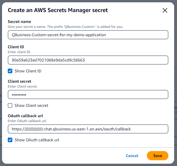 Create AWS Secrets Manager secret