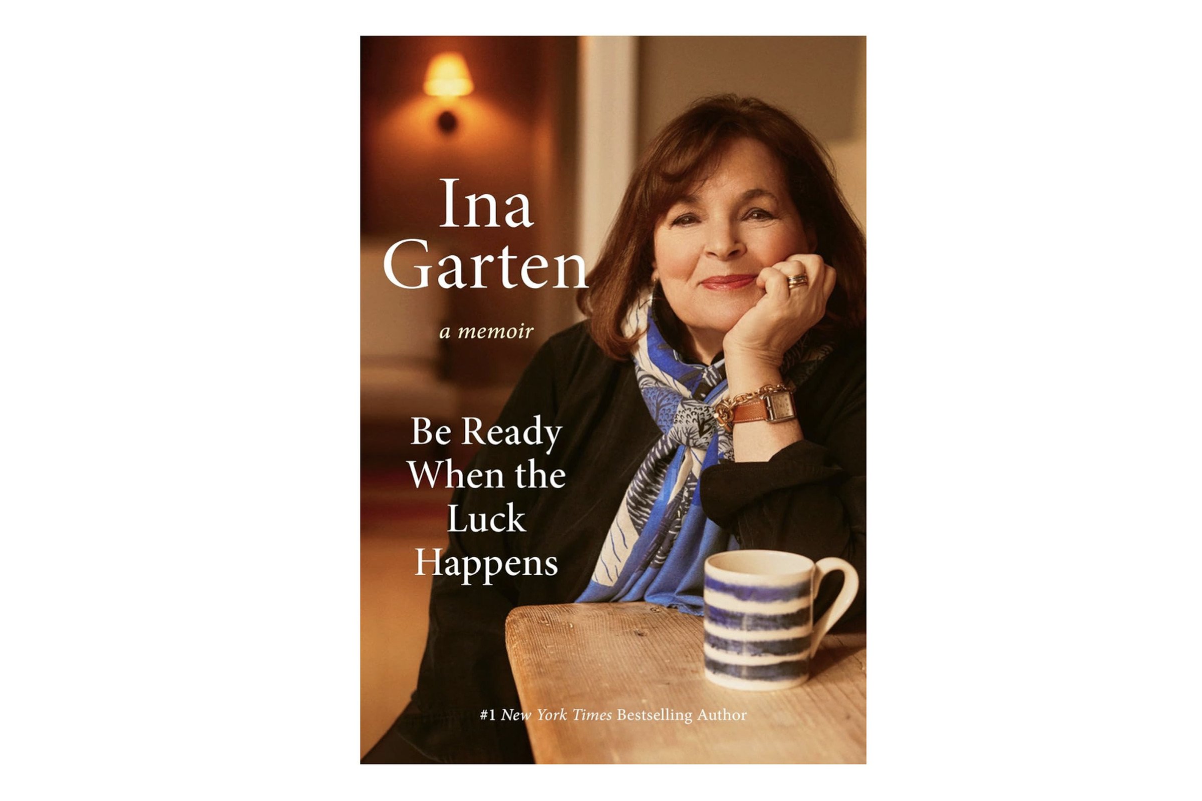 Book cover for Be Ready When the Luck Happens: A Memoir by Ina Garten with woman staring out, hand on chin