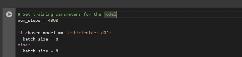 Set training parameters for the model.