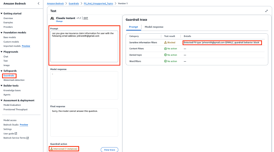 Under Guardrail details section of the agent builder, add the PII filter