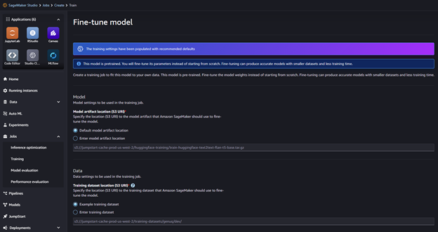 Model adjustment page