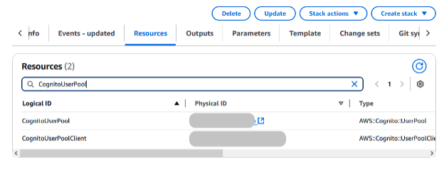 cloudformation resource tab