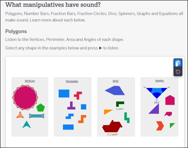 Screenshot showing several polygonal shapes with sound. 