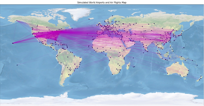 world map with airlines