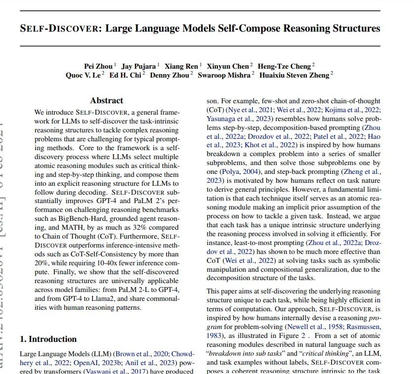 Self-Discover: Large Language Models Self-Compose Reasoning Structures : Top Upvoted Papers on Hugging Face